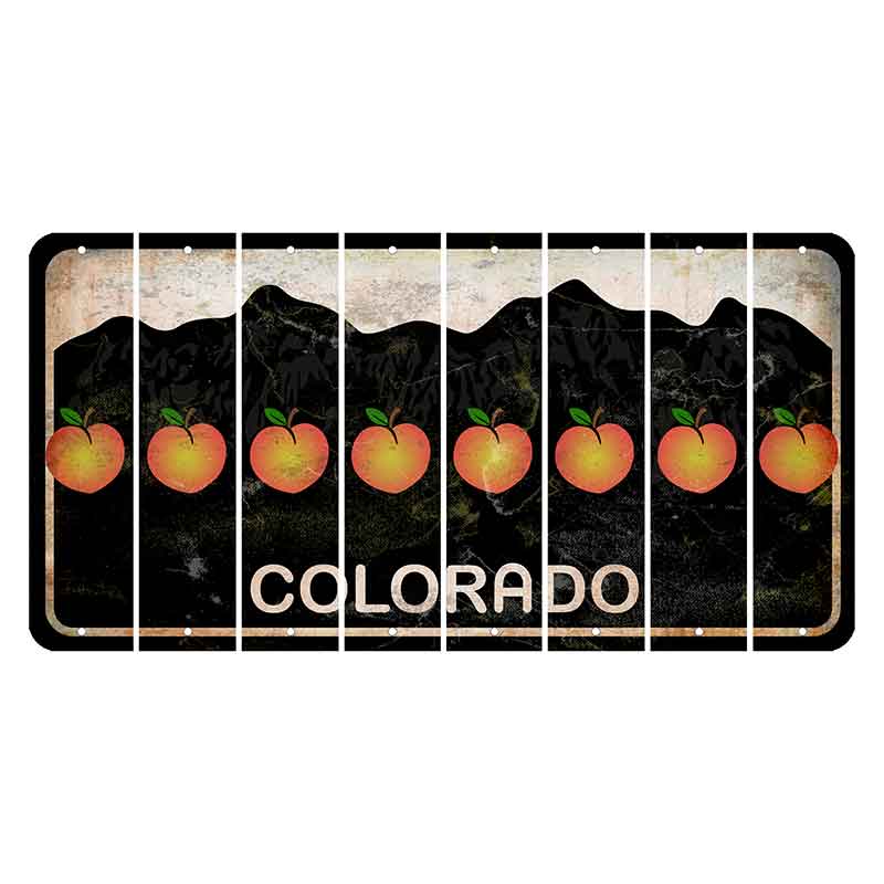 Colorado Black|White Mountains Cut License Plate Strips (Set of 8) Peach