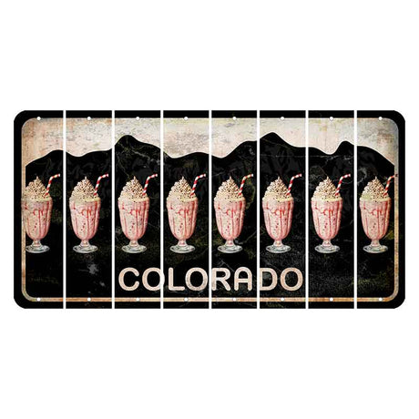 Colorado Black|White Mountains Cut License Plate Strips (Set of 8) Milkshake