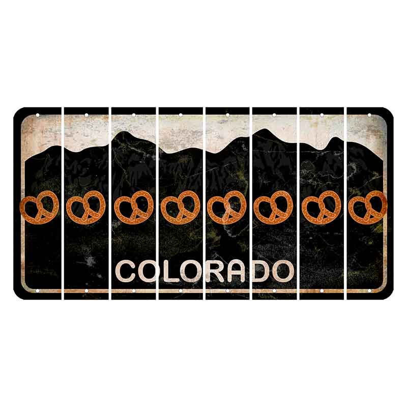 Colorado Black|White Mountains Cut License Plate Strips (Set of 8) Pretzel