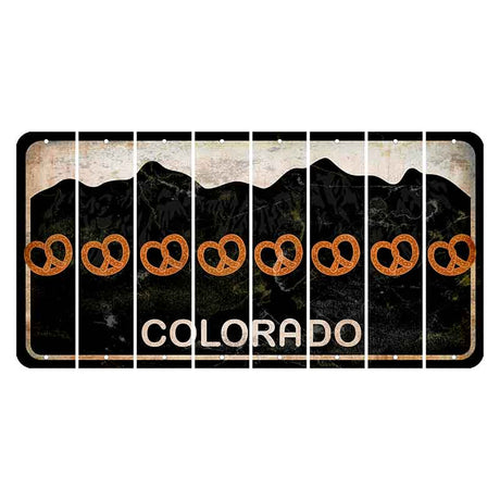 Colorado Black|White Mountains Cut License Plate Strips (Set of 8) Pretzel