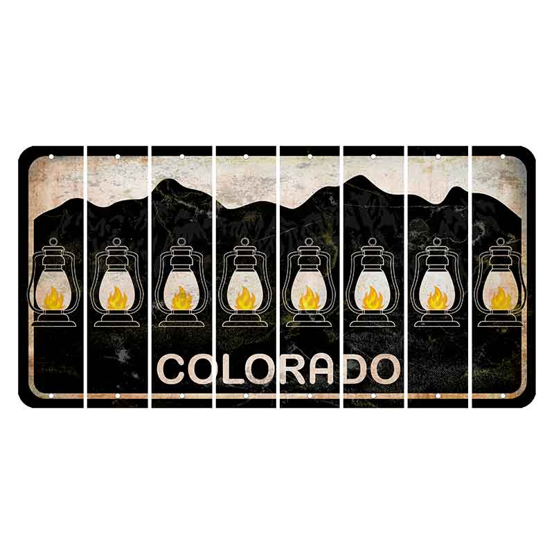 Colorado Black|White Mountains Cut License Plate Strips (Set of 8) Lantern