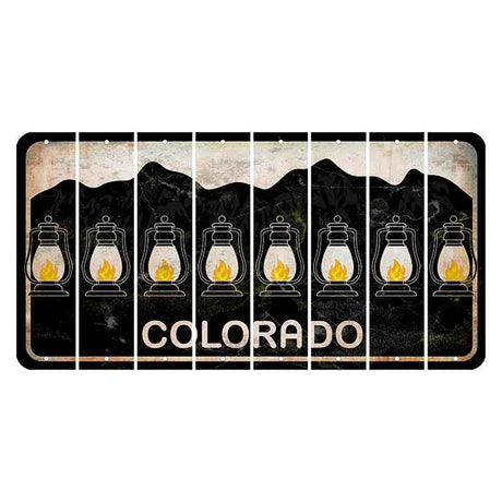 Colorado Black|White Mountains Cut License Plate Strips (Set of 8) Lantern
