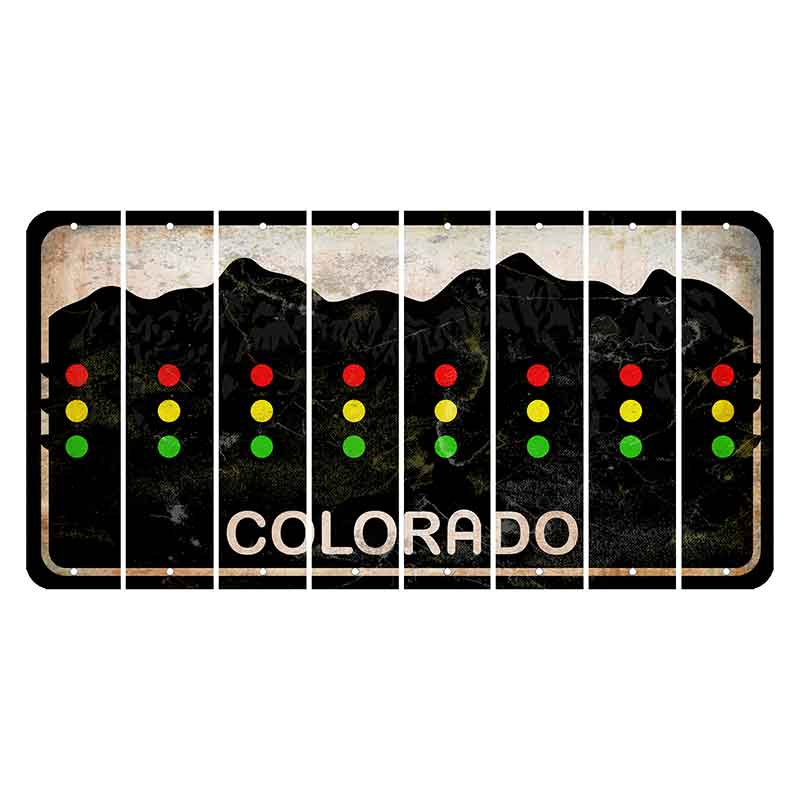 Colorado Black|White Mountains Cut License Plate Strips (Set of 8) Tractor