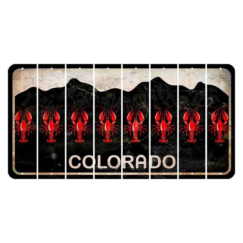 Colorado Black|White Mountains Cut License Plate Strips (Set of 8) Lobster