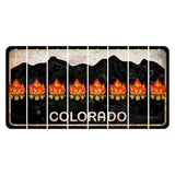 Colorado Black|White Mountains Cut License Plate Strips (Set of 8) Campfire