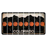 Colorado Black|White Mountains Cut License Plate Strips (Set of 8) Basketball