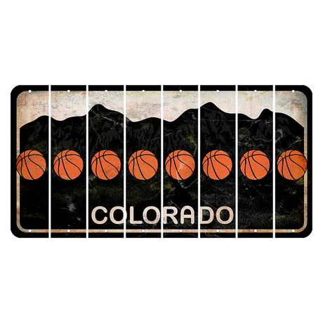 Colorado Black|White Mountains Cut License Plate Strips (Set of 8) Basketball