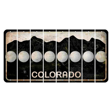 Colorado Black|White Mountains Cut License Plate Strips (Set of 8) Golfball