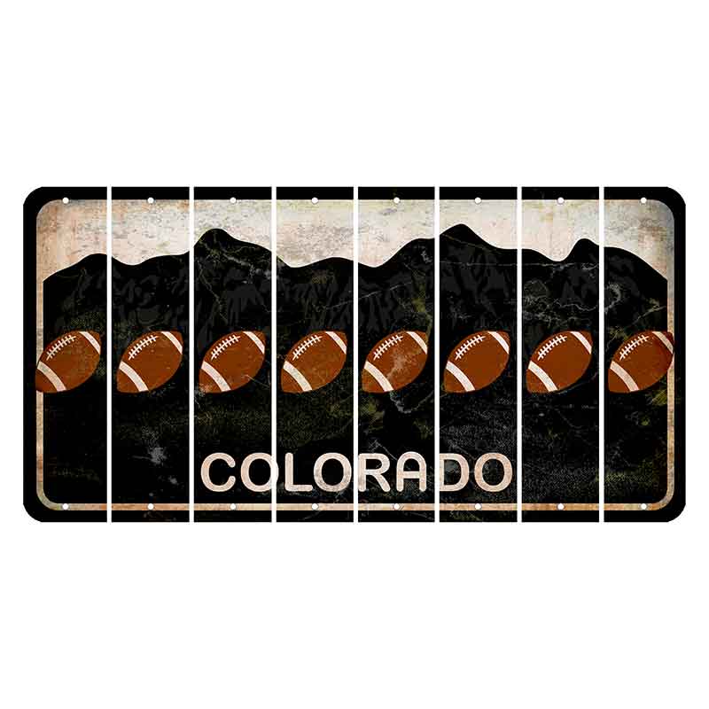 Colorado Black|White Mountains Cut License Plate Strips (Set of 8) Football