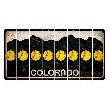 Colorado Black|White Mountains Cut License Plate Strips (Set of 8) Softball