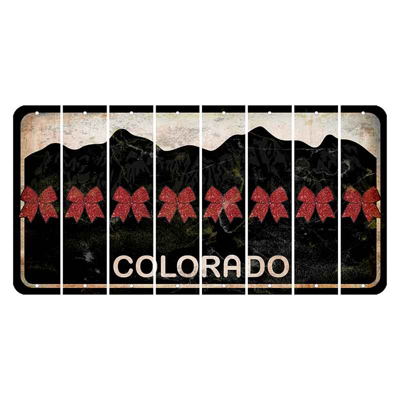 Colorado Black|White Mountains Cut License Plate Strips (Set of 8) Cheer Bow