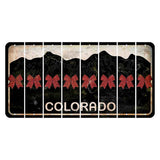 Colorado Black|White Mountains Cut License Plate Strips (Set of 8) Cheer Bow