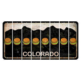 Colorado Black|White Mountains Cut License Plate Strips (Set of 8) Hamburger