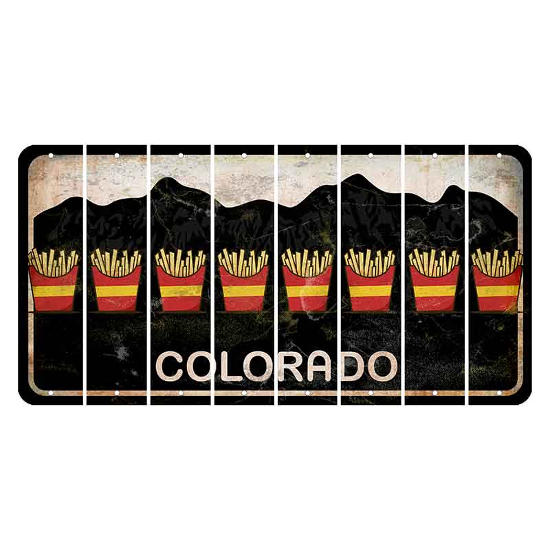 Colorado Black|White Mountains Cut License Plate Strips (Set of 8) French Fries