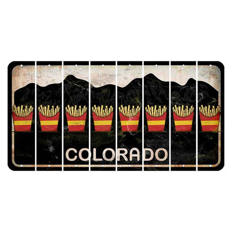 Colorado Black|White Mountains Cut License Plate Strips (Set of 8) French Fries