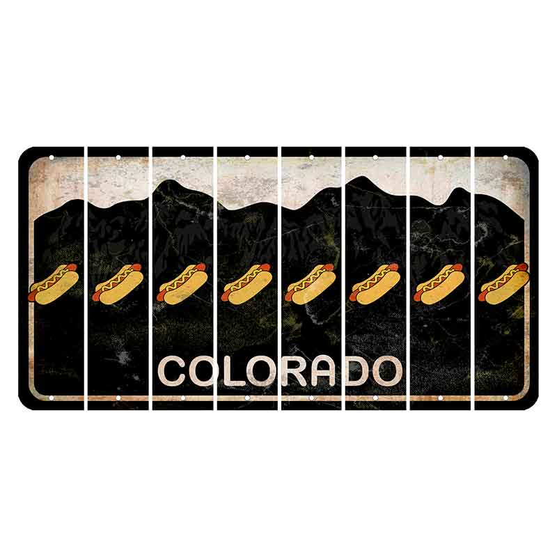 Colorado Black|White Mountains Cut License Plate Strips (Set of 8) Hotdog