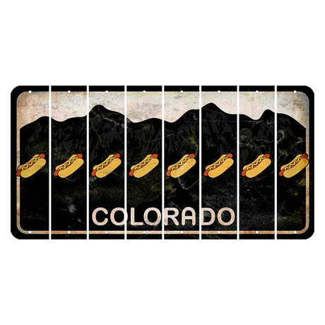 Colorado Black|White Mountains Cut License Plate Strips (Set of 8) Hotdog