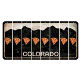 Colorado Black|White Mountains Cut License Plate Strips (Set of 8) Pizza