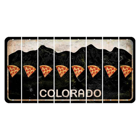 Colorado Black|White Mountains Cut License Plate Strips (Set of 8) Pizza