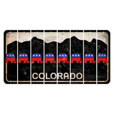 Colorado Black|White Mountains Cut License Plate Strips (Set of 8) Republican