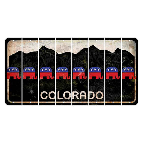 Colorado Black|White Mountains Cut License Plate Strips (Set of 8) Republican