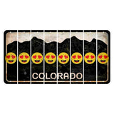 Colorado Black|White Mountains Cut License Plate Strips (Set of 8) Emoji - Heart Eyes