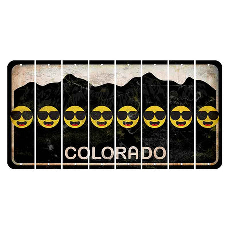 Colorado Black|White Mountains Cut License Plate Strips (Set of 8) Emoji - Shades