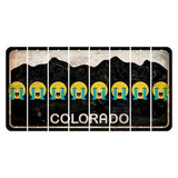Colorado Black|White Mountains Cut License Plate Strips (Set of 8) Emoji - Crying