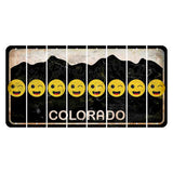 Colorado Black|White Mountains Cut License Plate Strips (Set of 8) Emoji - Winking