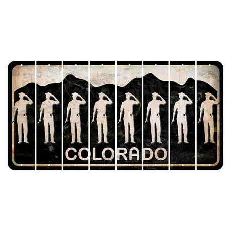 Colorado Black|White Mountains Cut License Plate Strips (Set of 8) Police Officer