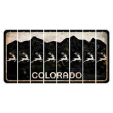 Colorado Black|White Mountains Cut License Plate Strips (Set of 8) Reindeer