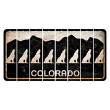 Colorado Black|White Mountains Cut License Plate Strips (Set of 8) Howling Wolf