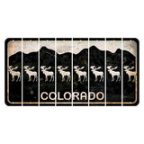 Colorado Black|White Mountains Cut License Plate Strips (Set of 8) Moose