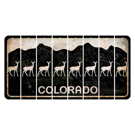 Colorado Black|White Mountains Cut License Plate Strips (Set of 8) Doe