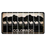 Colorado Black|White Mountains Cut License Plate Strips (Set of 8) Camel