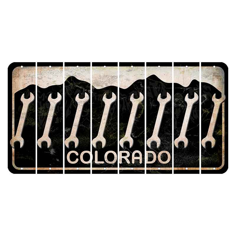 Colorado Black|White Mountains Cut License Plate Strips (Set of 8) Wrecking Ball Crane