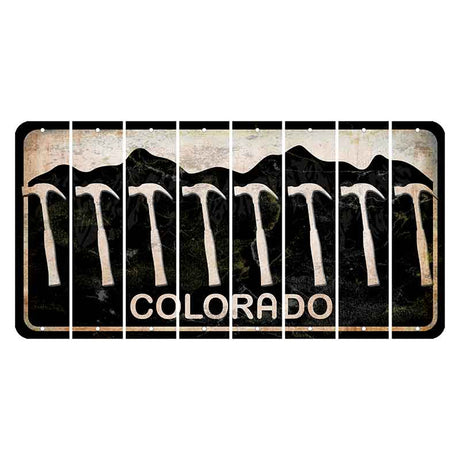 Colorado Black|White Mountains Cut License Plate Strips (Set of 8) Hammer