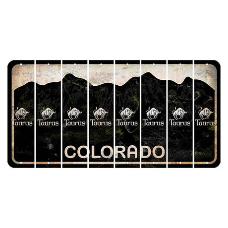 Colorado Black|White Mountains Cut License Plate Strips (Set of 8) Zodiac Sign - Scorpio
