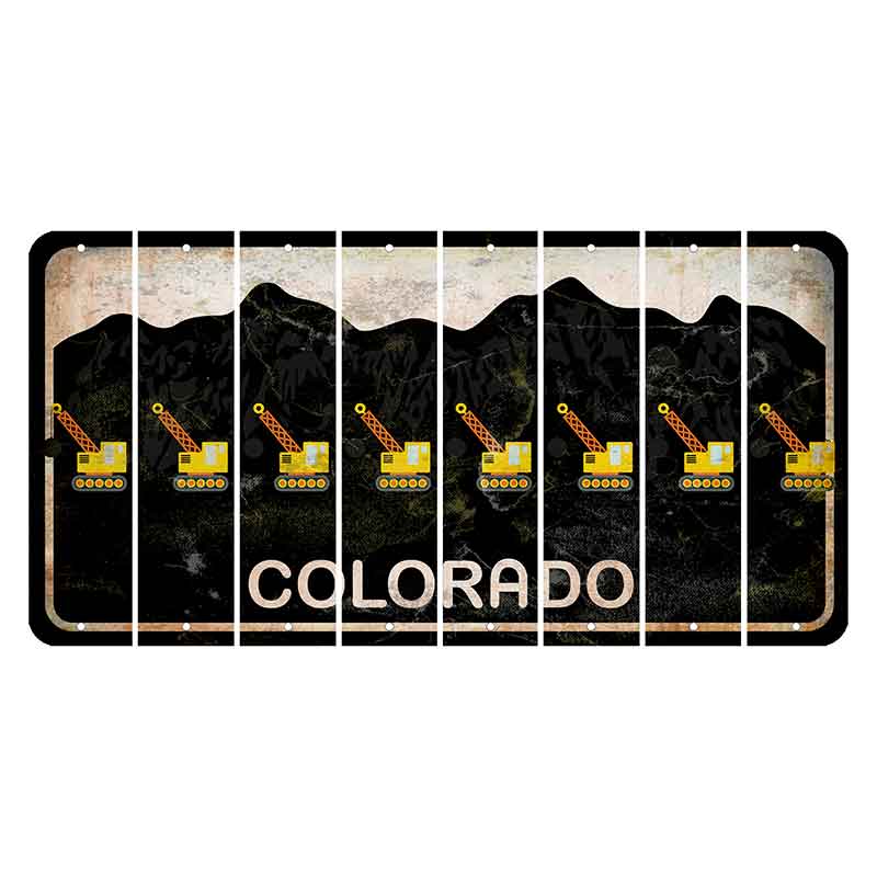 Colorado Black|White Mountains Cut License Plate Strips (Set of 8) Witches Hat