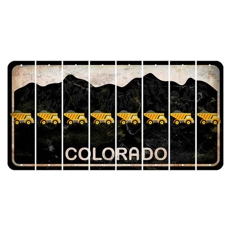 Colorado Black|White Mountains Cut License Plate Strips (Set of 8) Dump Truck