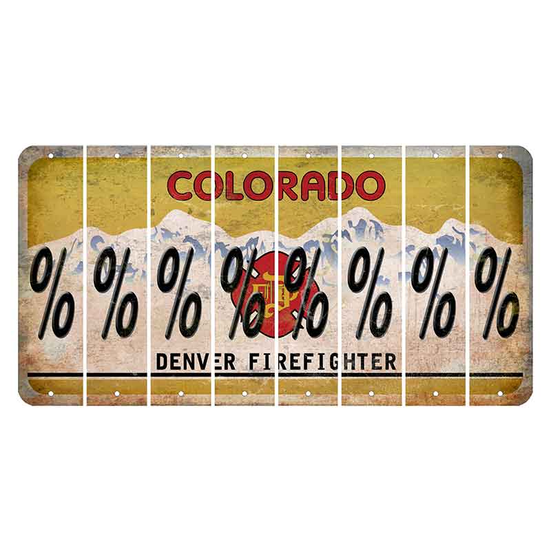 Colorado Denver Firefighter Cut License Plate Strips (Set of 8) Percent Sign
