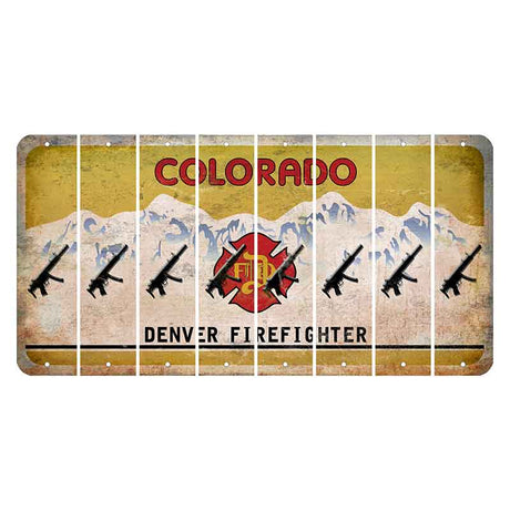 Colorado Denver Firefighter Cut License Plate Strips (Set of 8) Submachine Gun