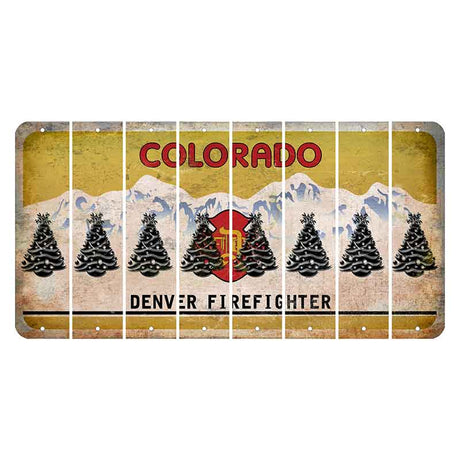 Colorado Denver Firefighter Cut License Plate Strips (Set of 8) Christmas Tree