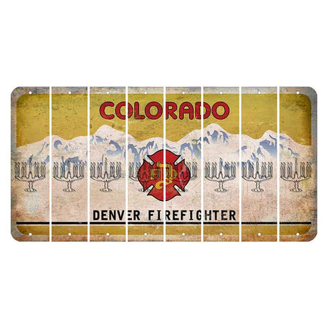 Colorado Denver Firefighter Cut License Plate Strips (Set of 8) Menorah