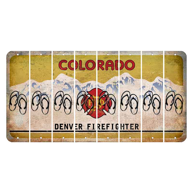 Colorado Denver Firefighter Cut License Plate Strips (Set of 8) Flip Flops