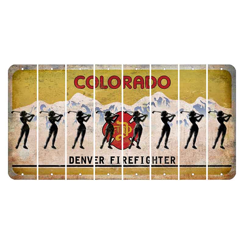 Colorado Denver Firefighter Cut License Plate Strips (Set of 8) Female Golfer