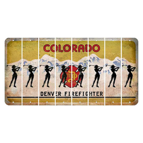 Colorado Denver Firefighter Cut License Plate Strips (Set of 8) Female Golfer