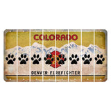 Colorado Denver Firefighter Cut License Plate Strips (Set of 8) Dog Paw