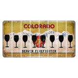Colorado Denver Firefighter Cut License Plate Strips (Set of 8) Wine Glass