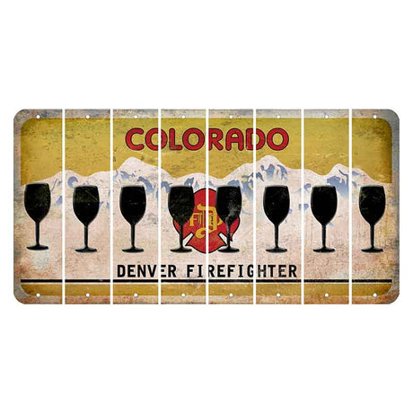 Colorado Denver Firefighter Cut License Plate Strips (Set of 8) Wine Glass